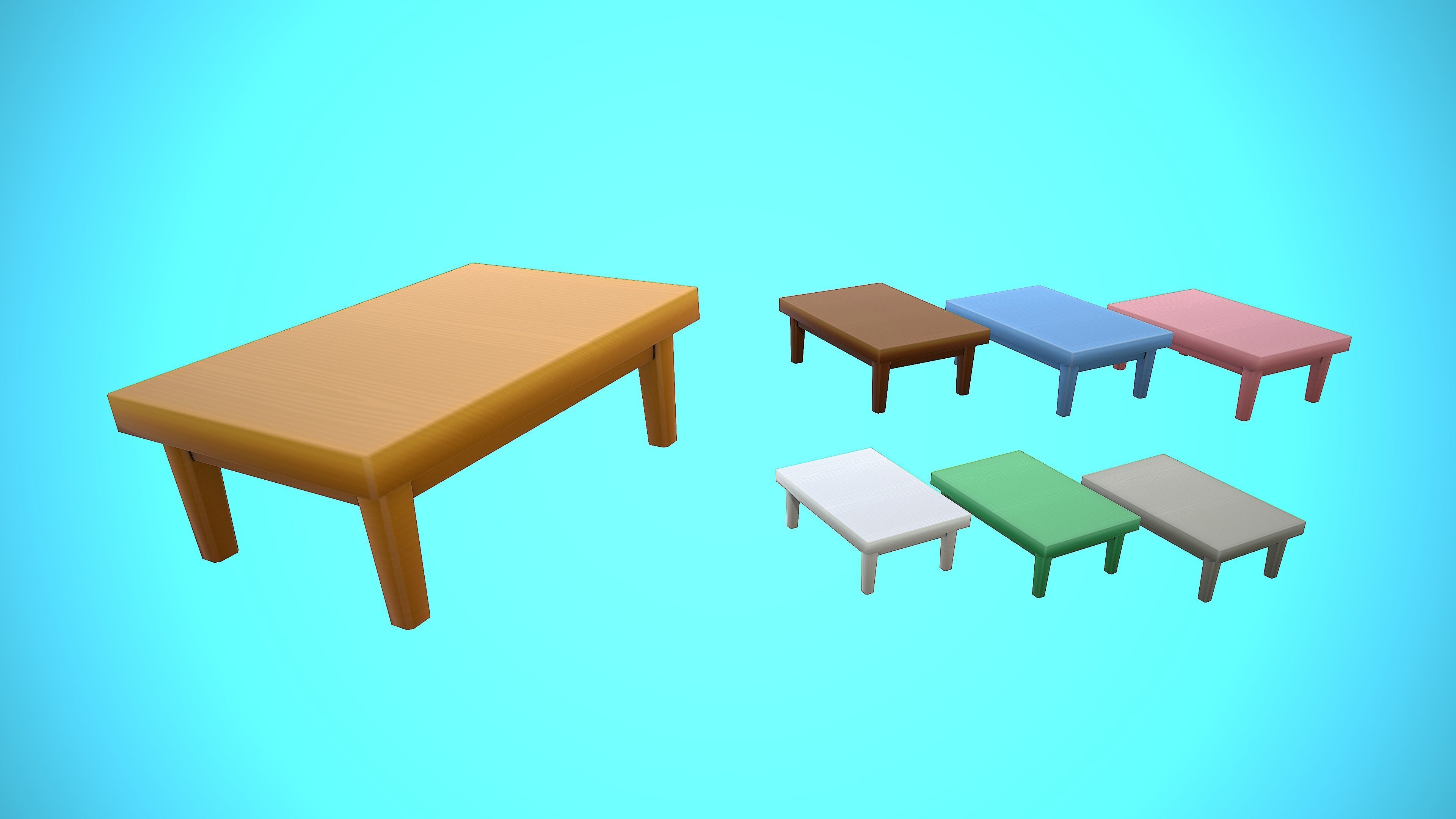 TABLE 02 FURNITURE CARTOON STYLIZED Low-poly 3D model_4