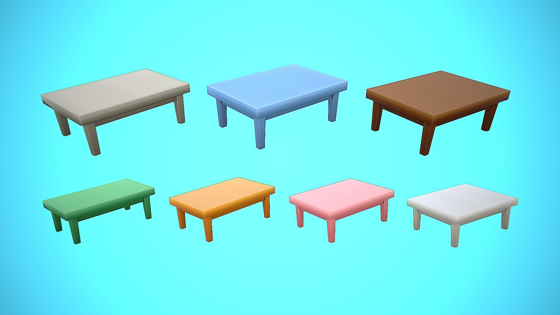 TABLE 02 FURNITURE CARTOON STYLIZED Low-poly 3D model_5