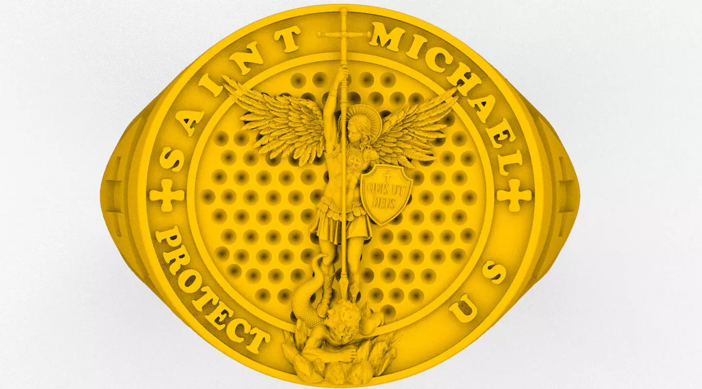 SAINT MICHAEL ARCHANGEL RING ANILLO SAN MIGUEL ARCANGEL 3D print model