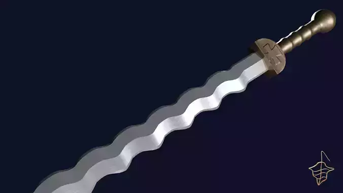 Flamberge sword with Gladius handle