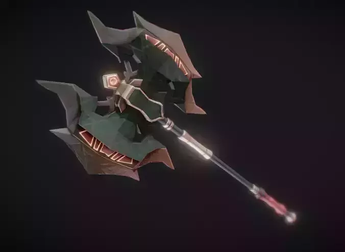 Double-Headed War Axe with Flames