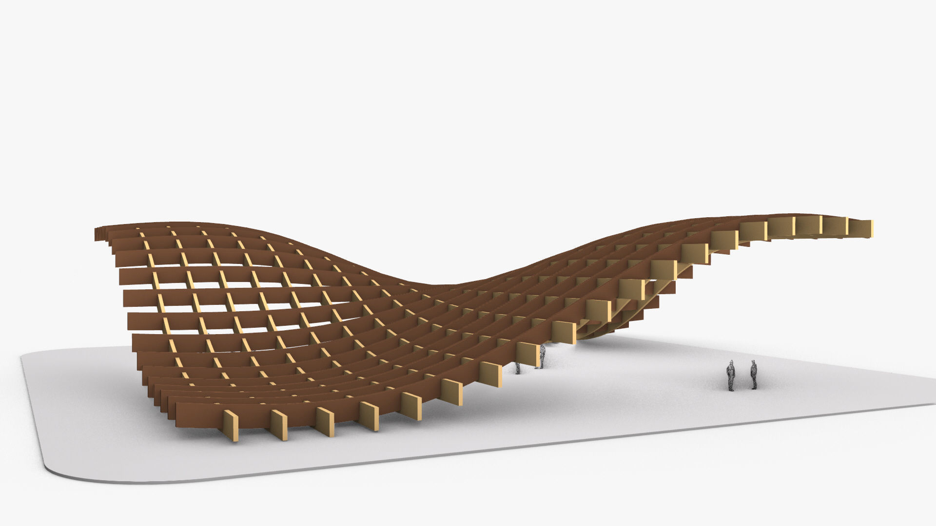 Waffle double Waves Structure 3D model_8