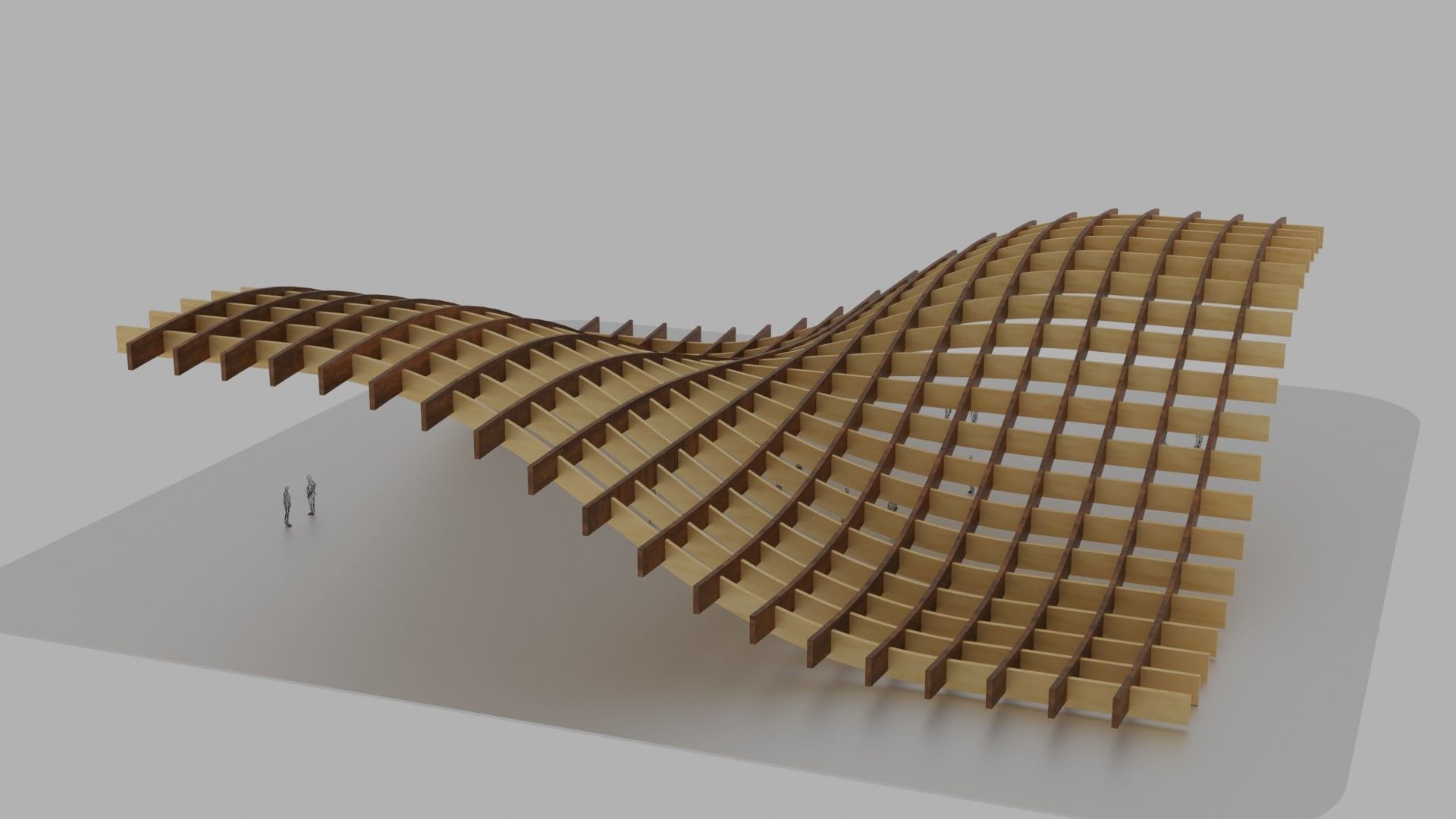 Waffle double Waves Structure 3D model_3