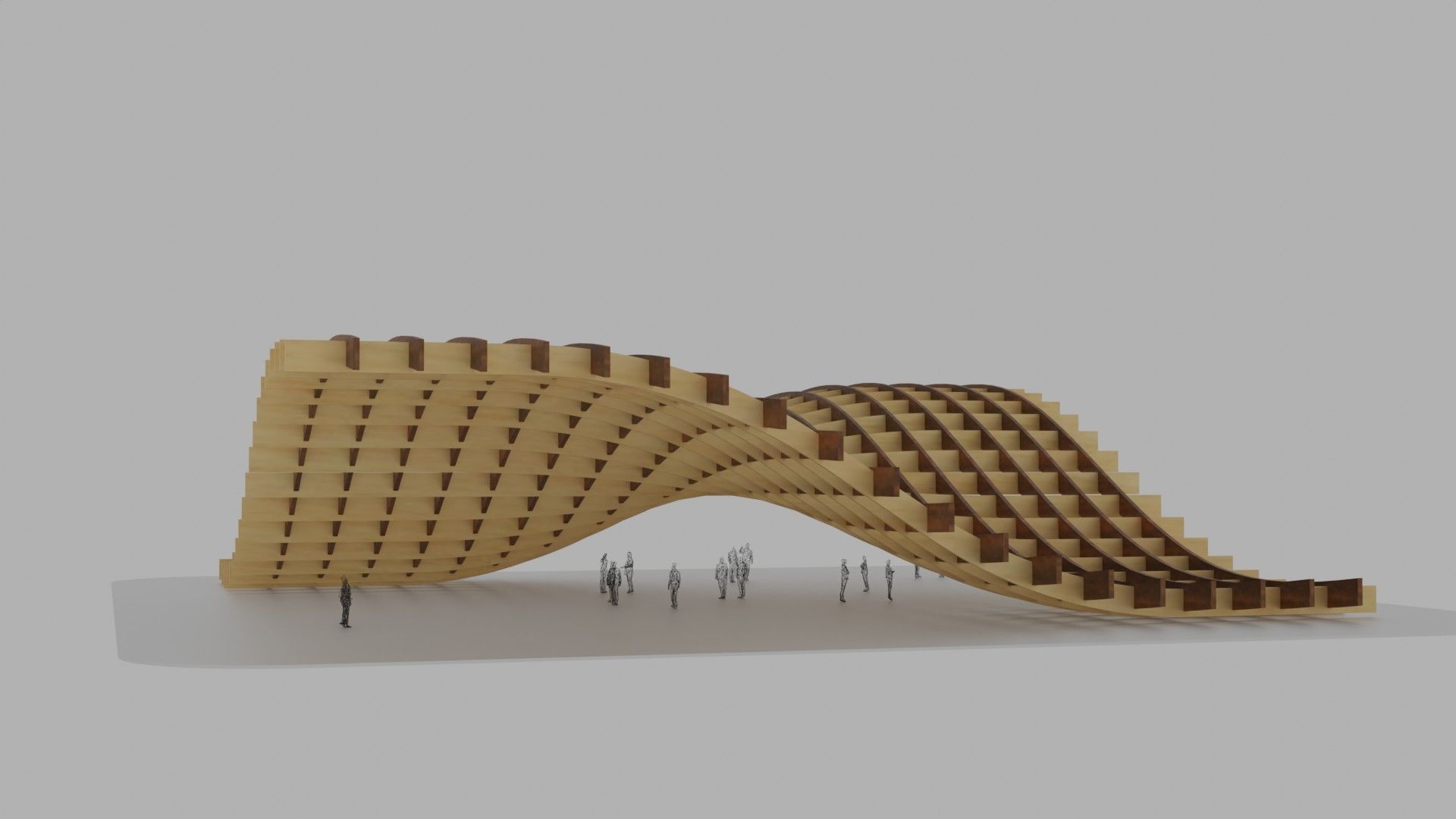 Waffle double Waves Structure 3D model_4