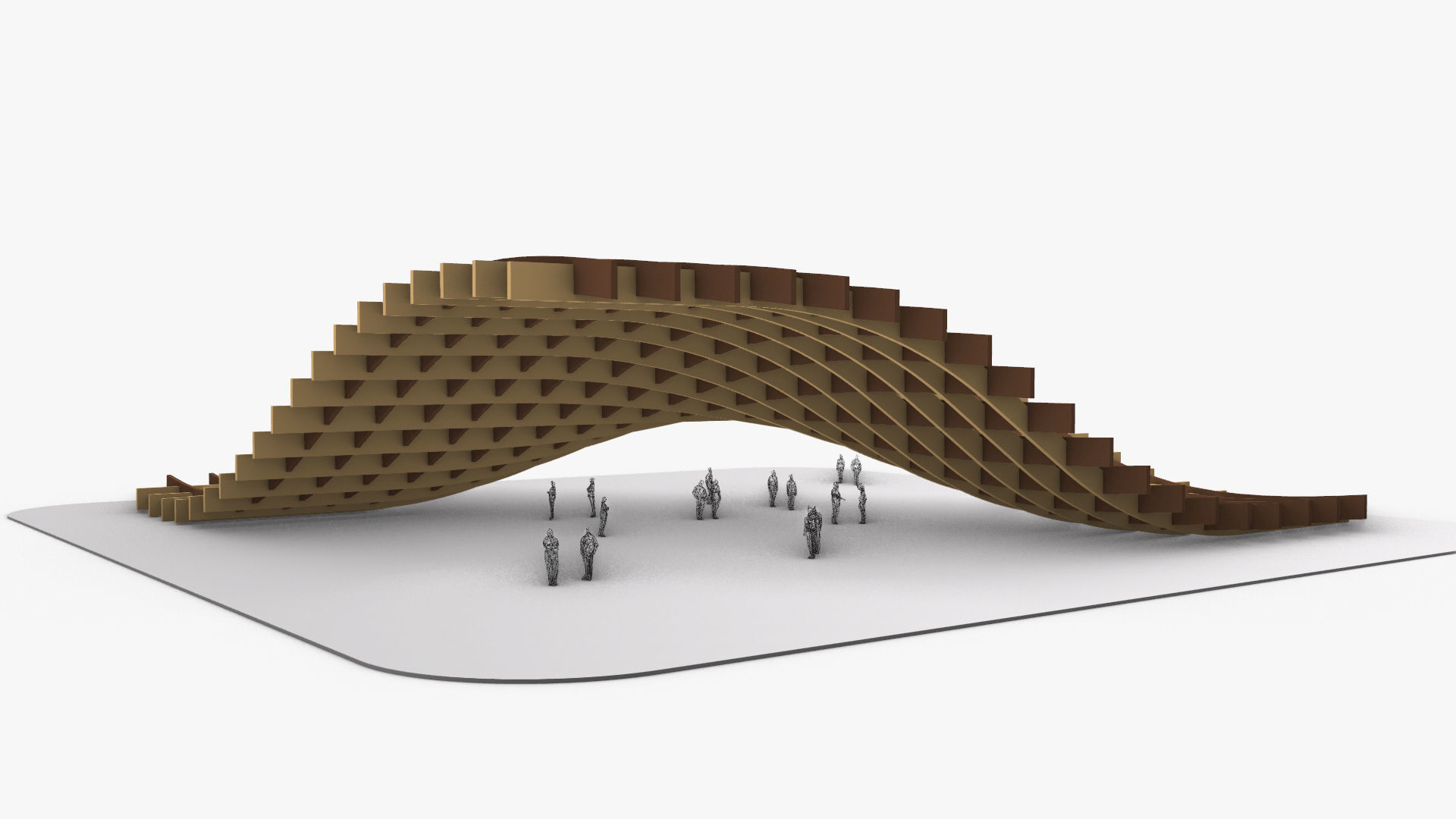 Waffle double Waves Structure 3D model_6