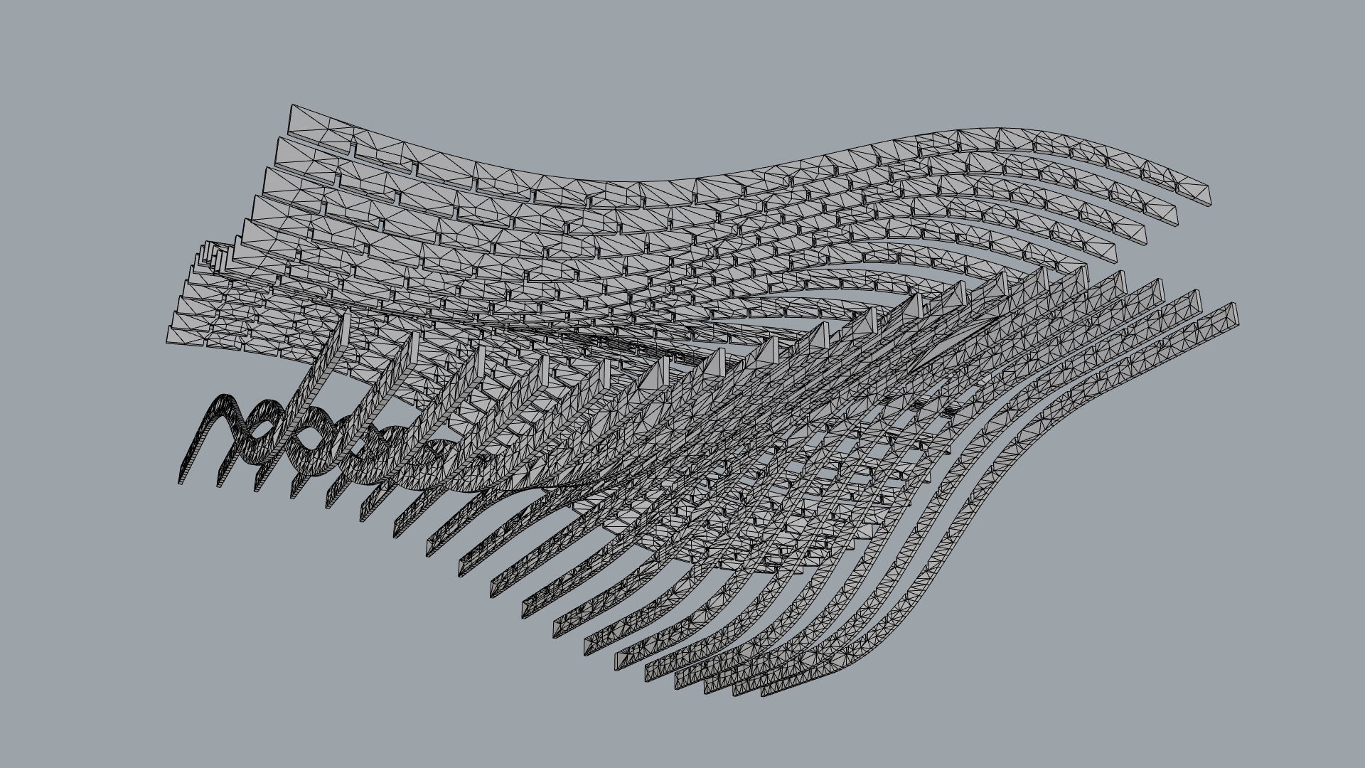 Waffle double Waves Structure 3D model_50