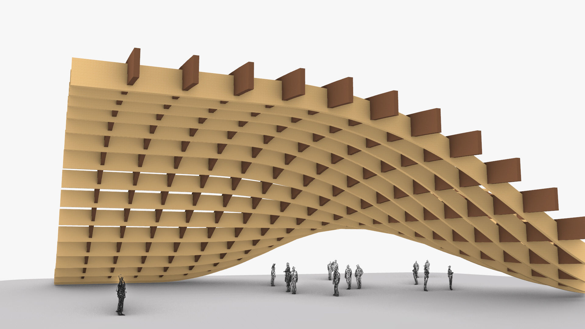 Waffle double Waves Structure 3D model_11