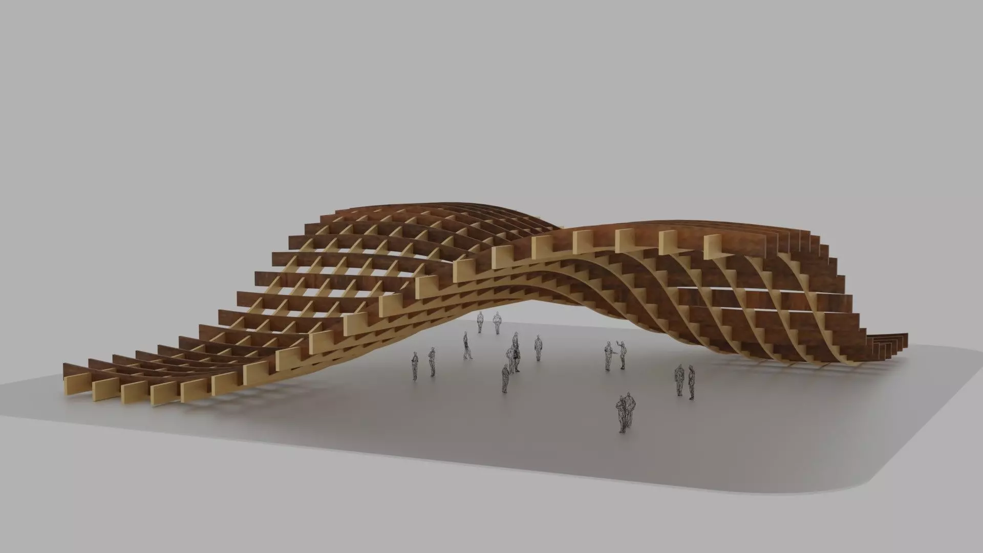 Waffle double Waves Structure 3D model_0