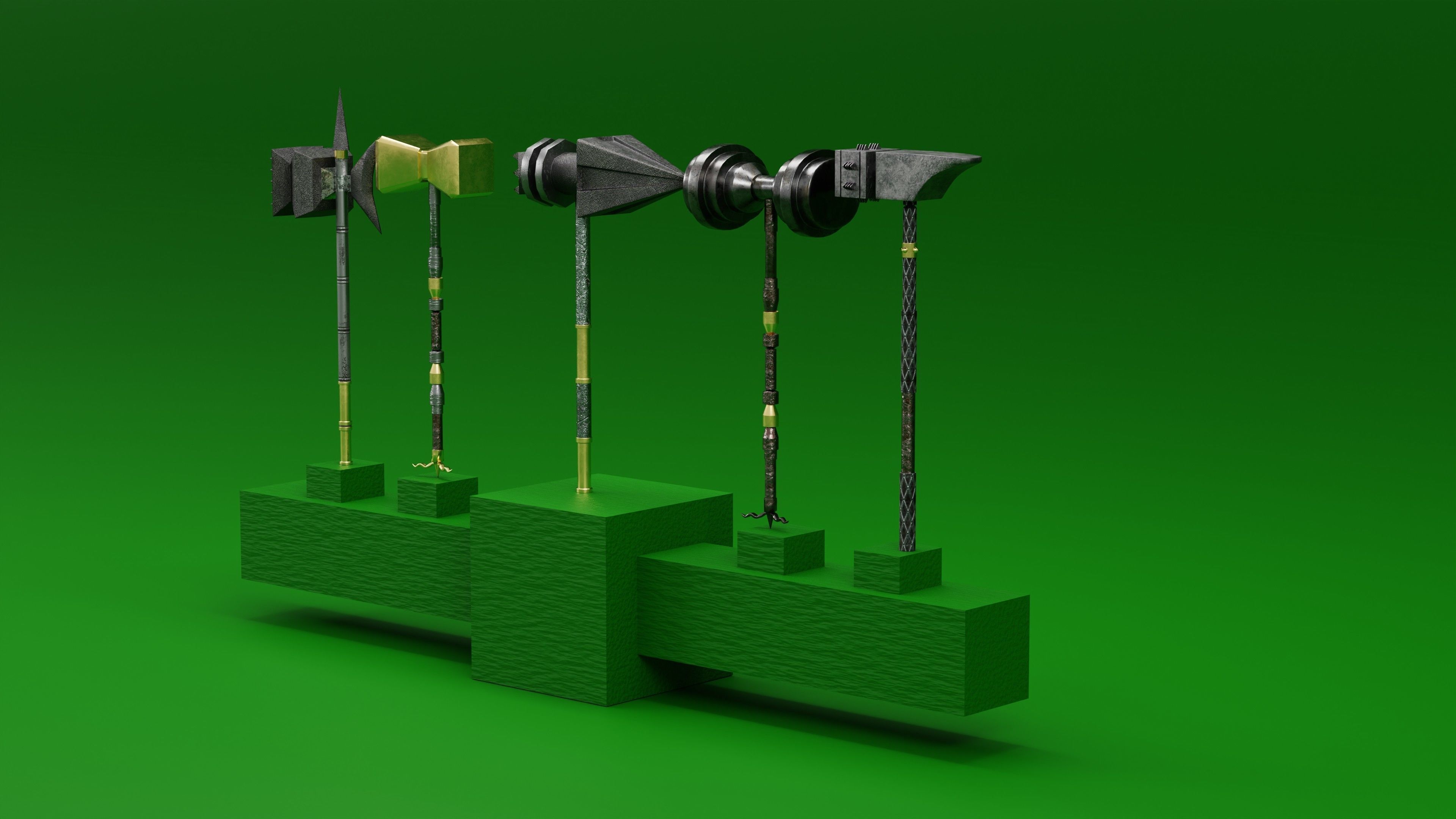 Hammer Low-poly 3D model_2