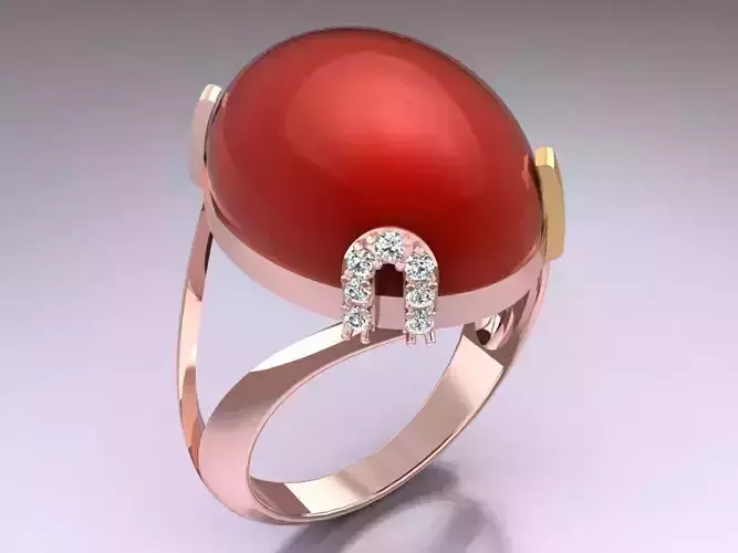 Oval Stone Ring - GN225 3D print model