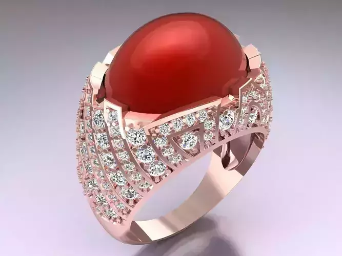 Oval stone ring - Mens Rings - GN257