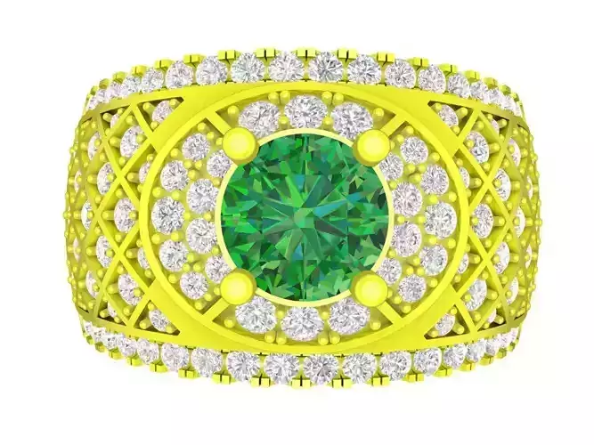 A7261 Korea Style Diamond Lattice Men Ring 3D Model