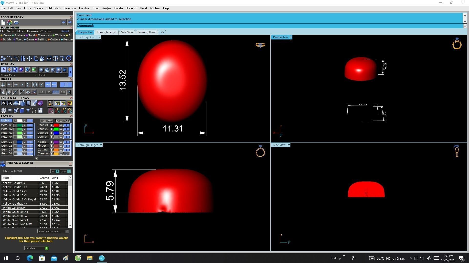 A7264 Four Spirit Ring Dragon Unicorn Turtle Phoenix Oval Ruby 3D print model_9