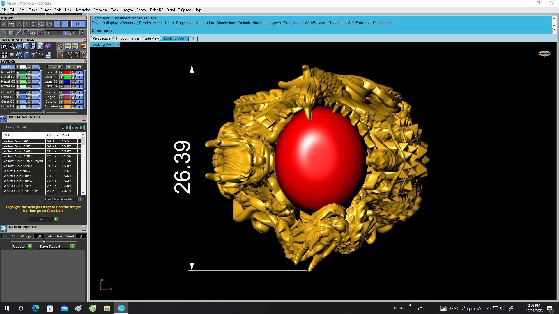 A7264 Four Spirit Ring Dragon Unicorn Turtle Phoenix Oval Ruby 3D print model_8