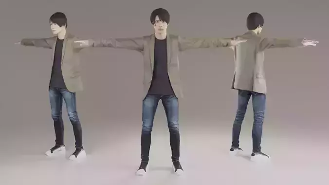 Asian Man Animation 3D 141 Kei Low-poly 3D model