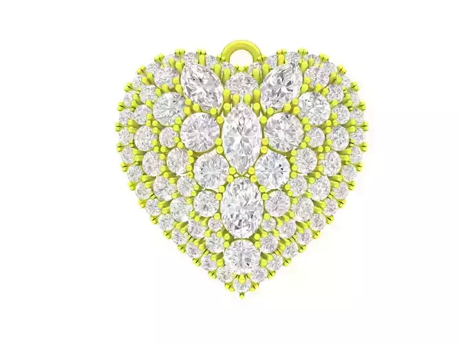 A7266 Diamond Heart Pendant 3D Model