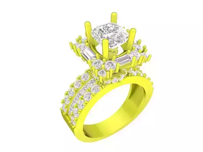 A7269 Cushion Diamond Engagement Ring 3D Model
