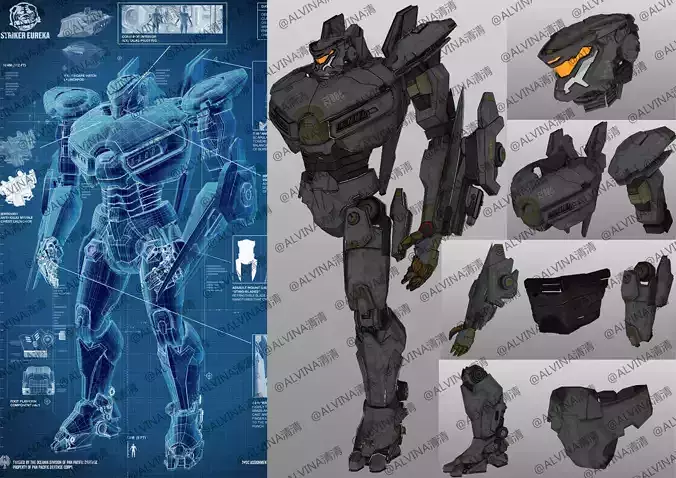 Pacific Rim Striker Eureka Armor - DIY Cosplay Pepakura Foam Low-poly 3D model