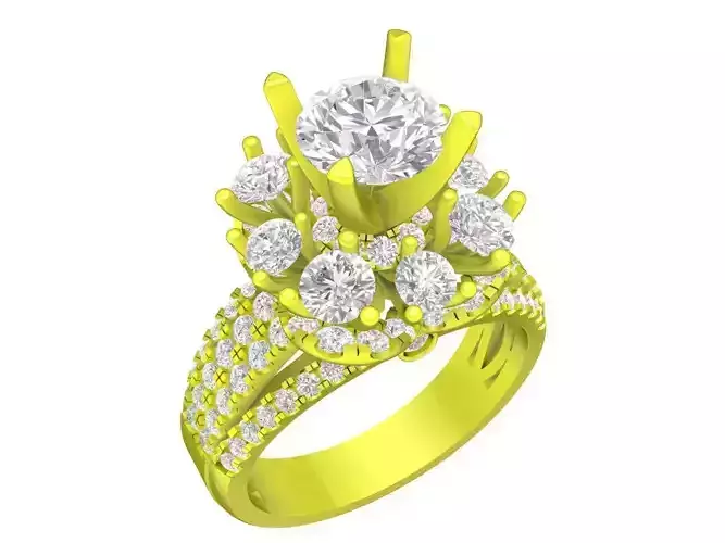 A7270 Halo Diamond Engagement Ring 3D Model