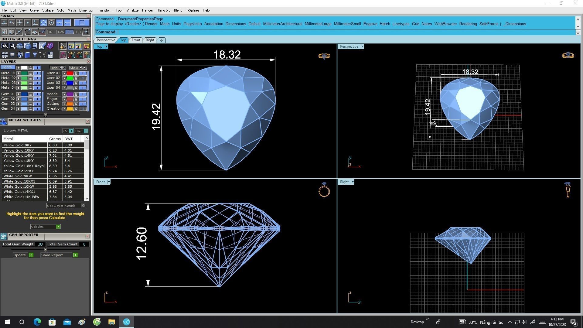 7281 Pear Diamond Eternity Engagement Ring 3D print model_5