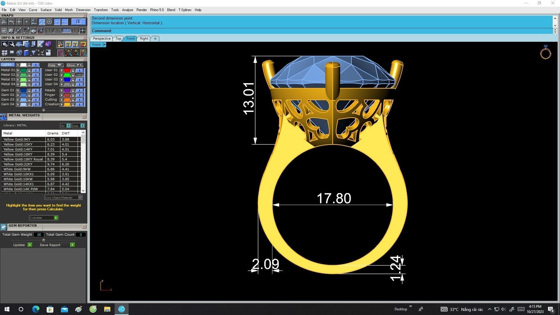 7281 Pear Diamond Eternity Engagement Ring 3D print model_7