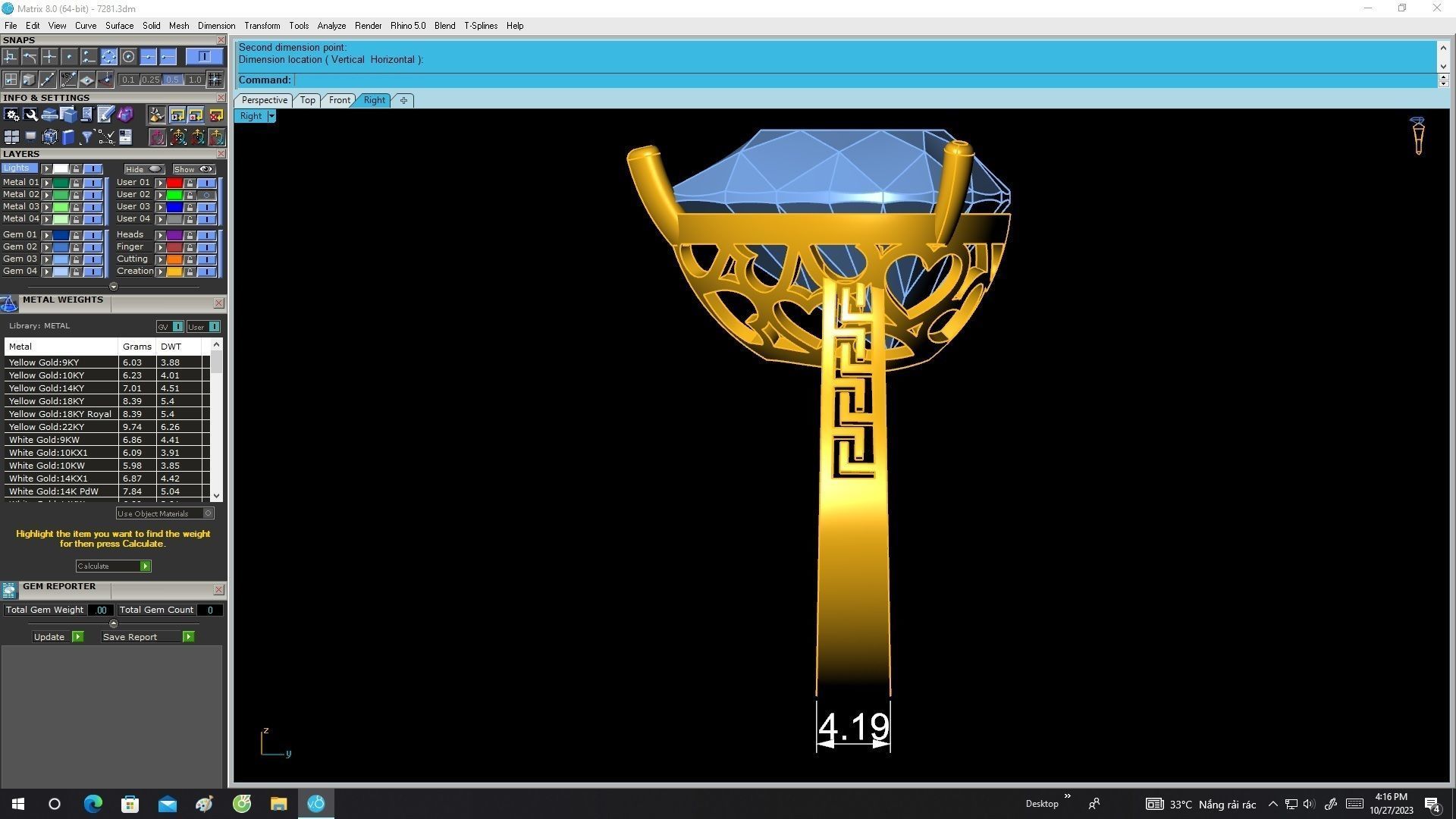 7281 Pear Diamond Eternity Engagement Ring 3D print model_8