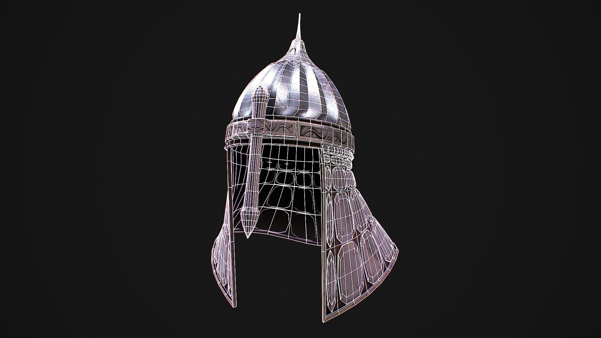 Medieval Helmet 2 3D Model Low-poly 3D model_4