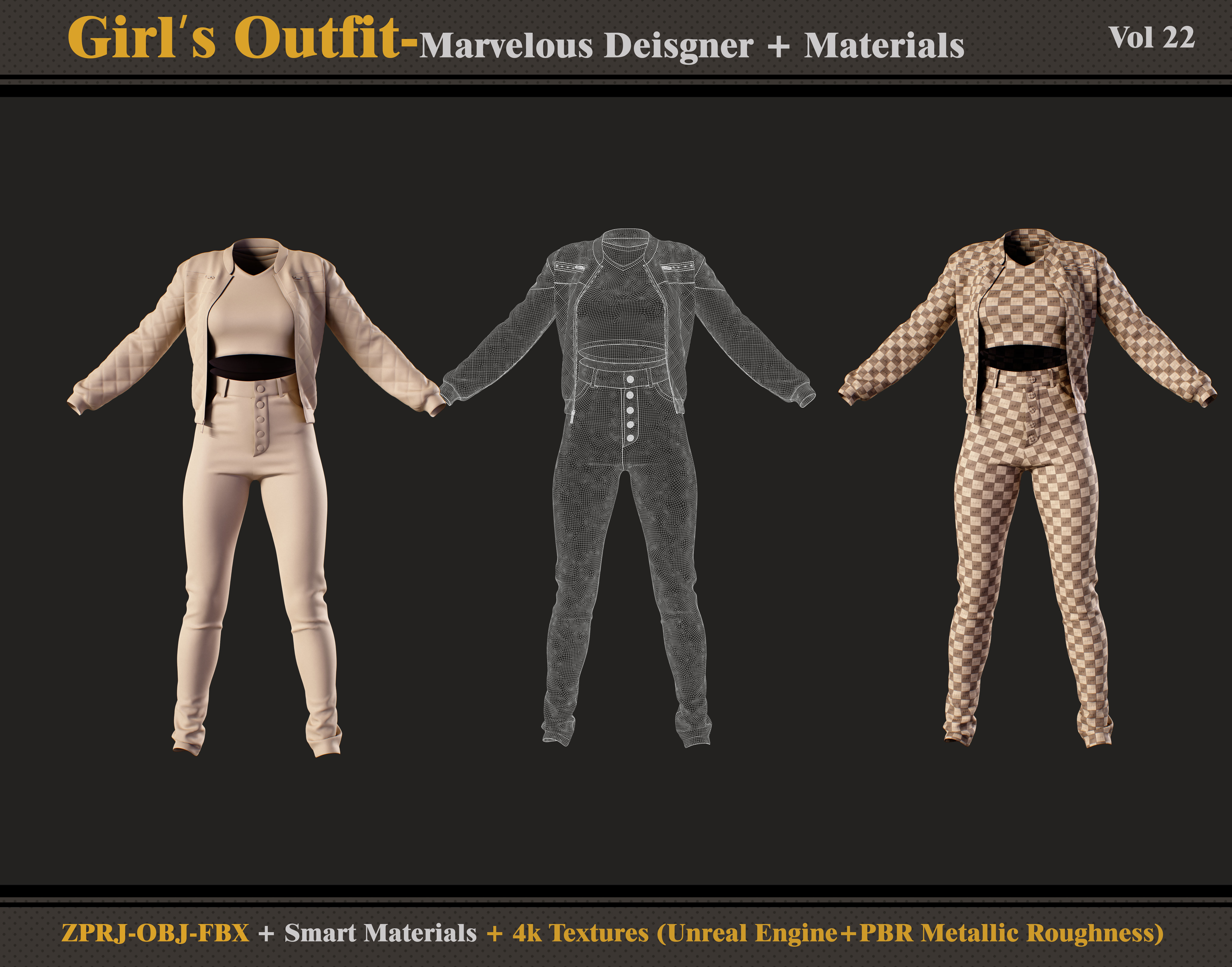 Girls Outfit- MD-Clo3d-  Smart Material -Textures - OBJ - FBX 3D model_2