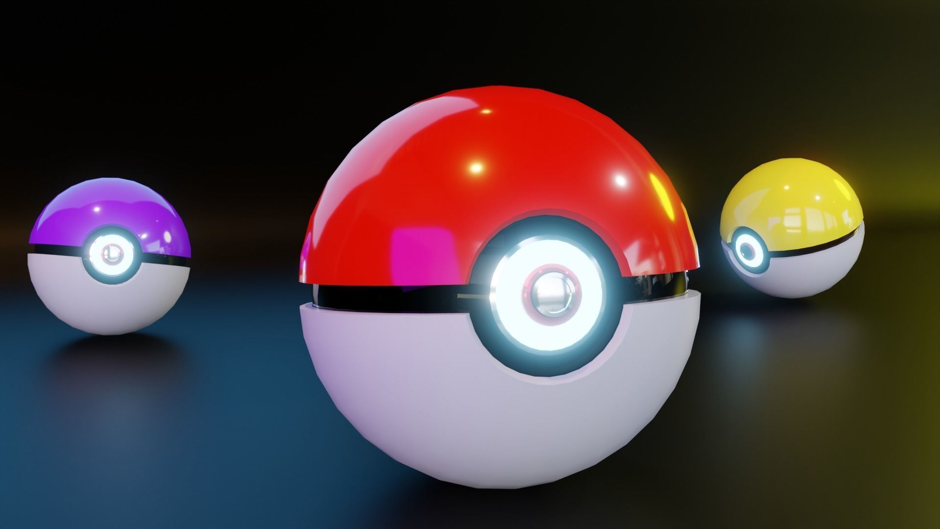 low poly Pokeman Ball -  3D Model Low-poly 3D model_2