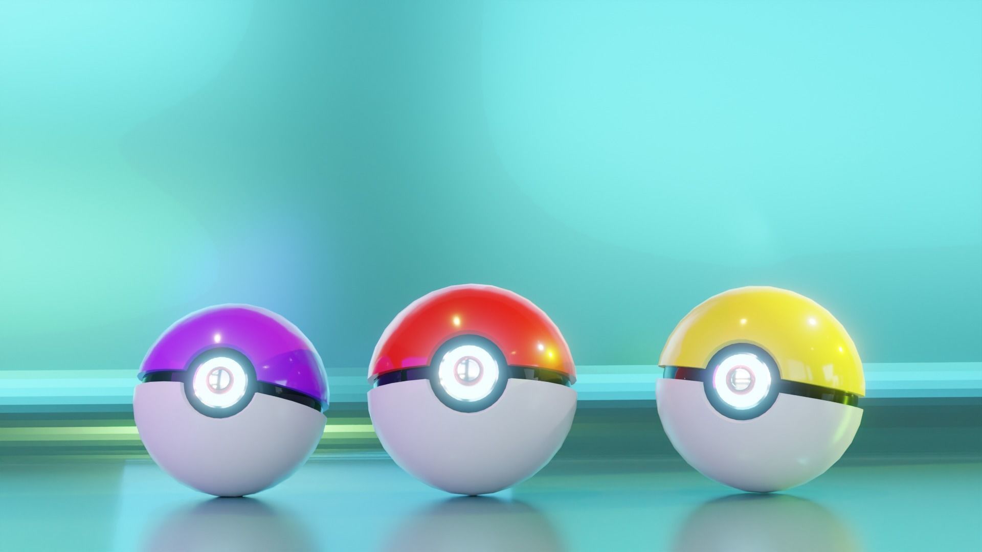 low poly Pokeman Ball -  3D Model Low-poly 3D model_3