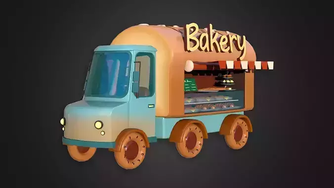 Asset - Cartoons - Food Car - Bakery 3D model