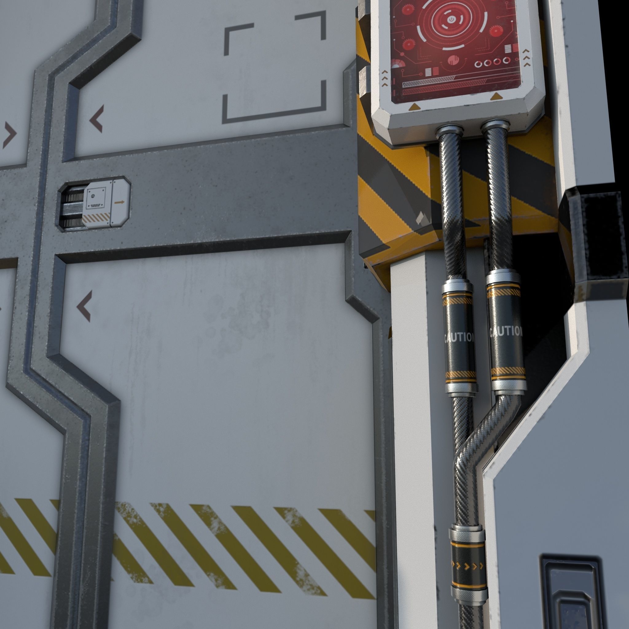 sci-fi door Low-poly 3D model_2