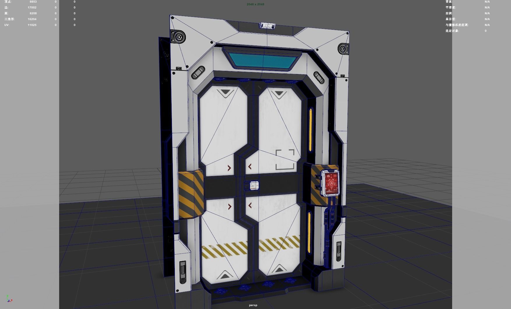 sci-fi door Low-poly 3D model_4