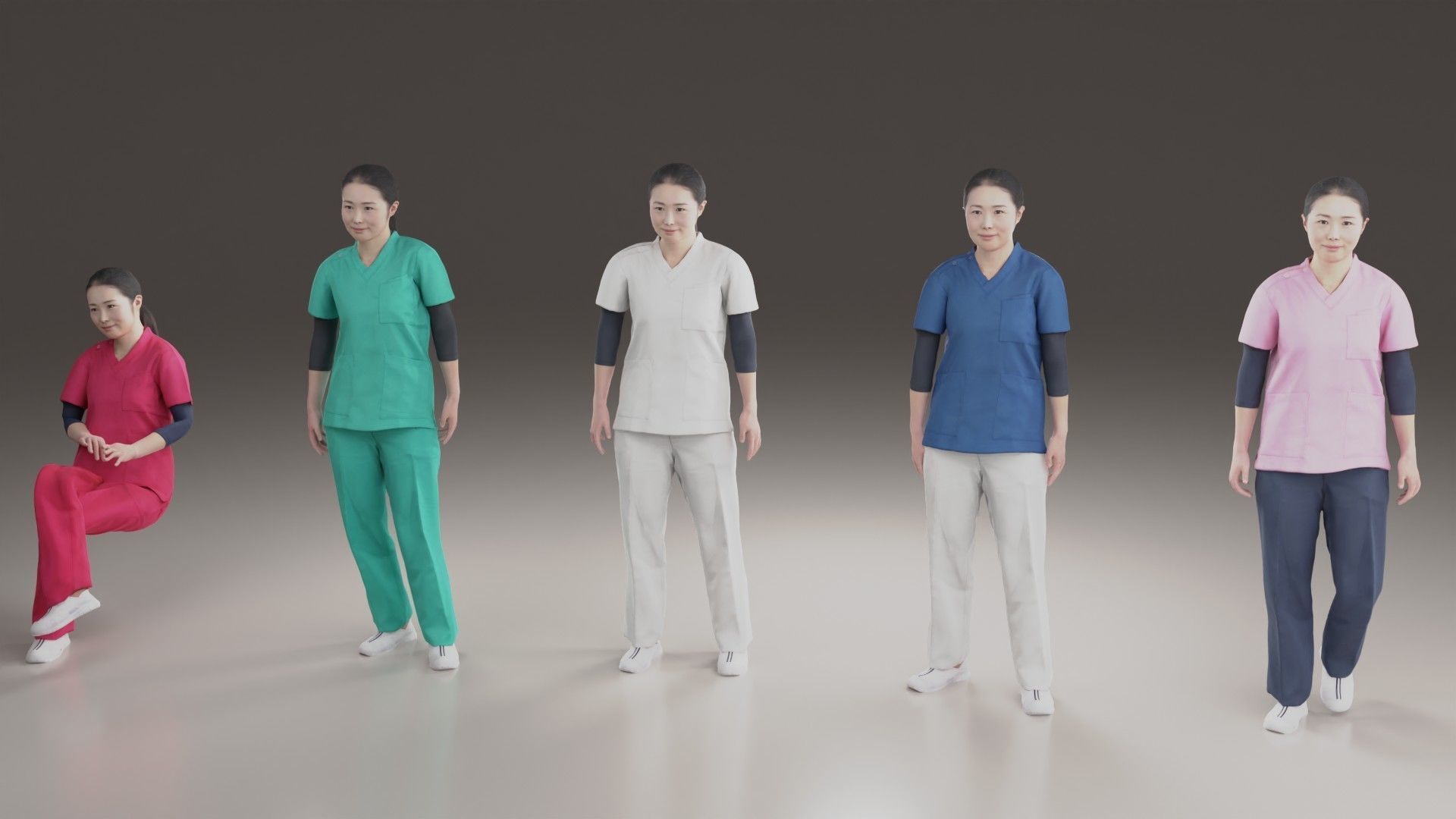 Asian nurse Animation3D 190 Yuki Low-poly 3D model_6