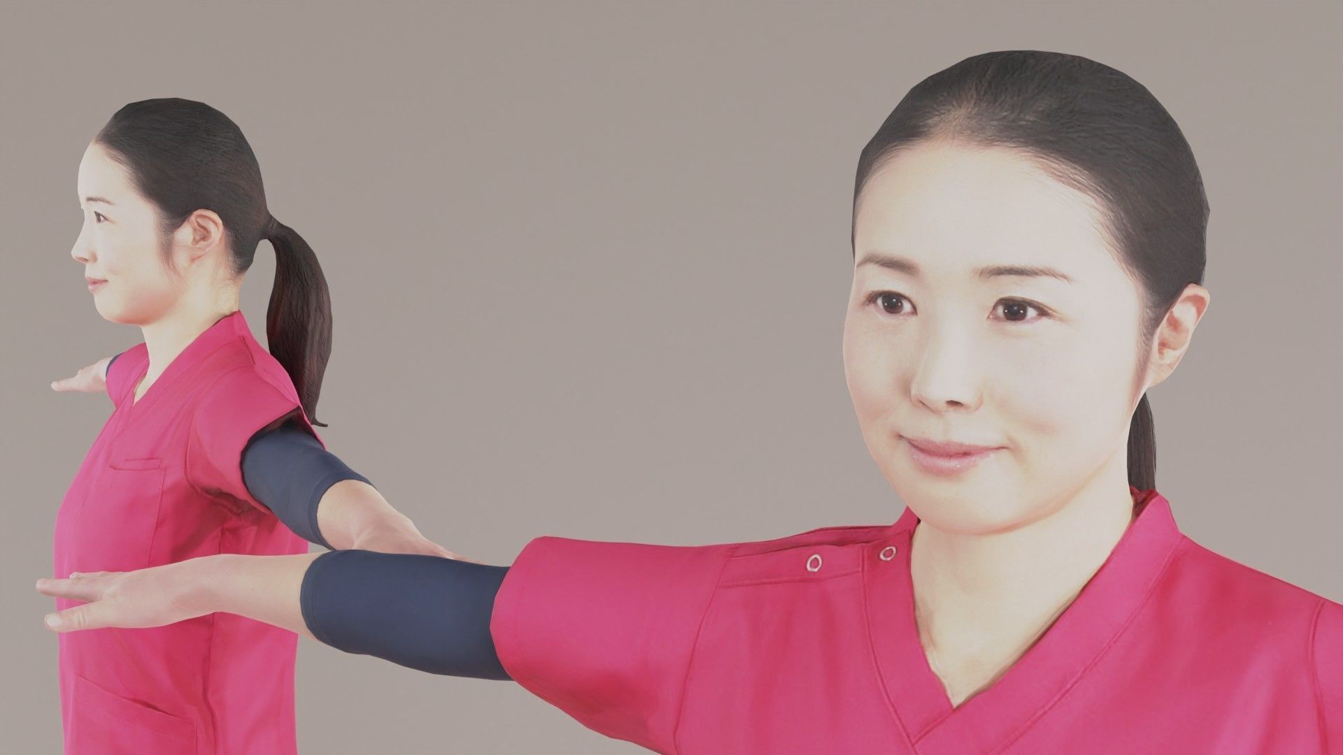 Asian nurse Animation3D 190 Yuki Low-poly 3D model_3