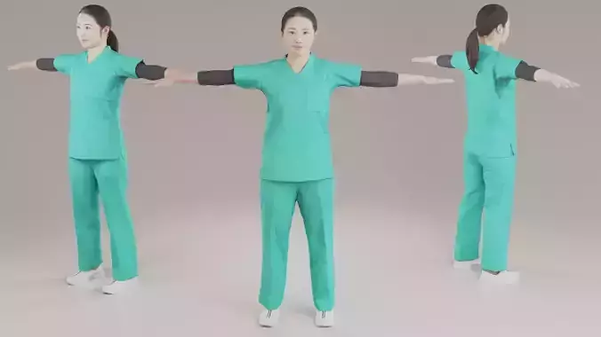 Asian nurse Animation3D 190 Yuki Low-poly 3D model