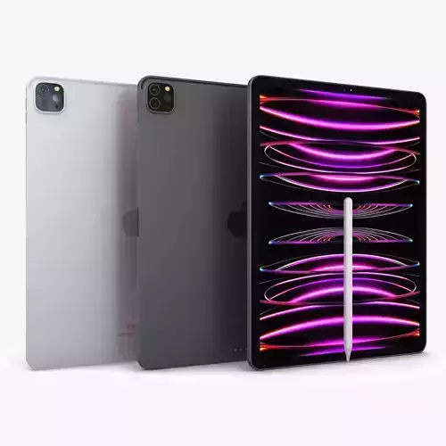 Apple iPad Pro 12-9  2022 All Colors with Pencil Low-poly 3D model
