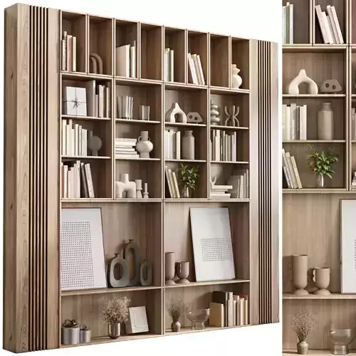 wooden Shelves Decorative With Plants and Book
