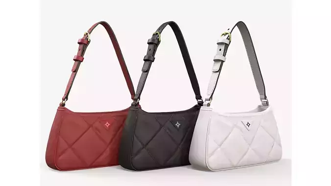 ladies shoulder bag little Bay Quilted 3D model