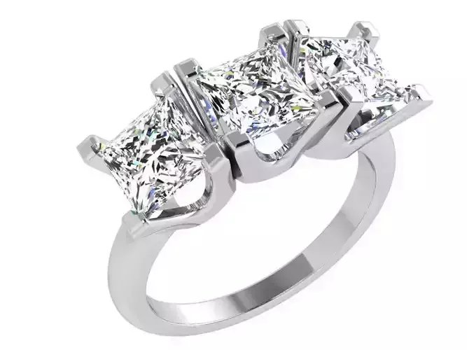 Princess Cut Diamond Three Stone Ring 4338