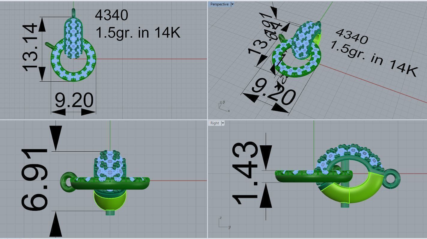 Diamond Pendant With Circles 4340 3D print model_5