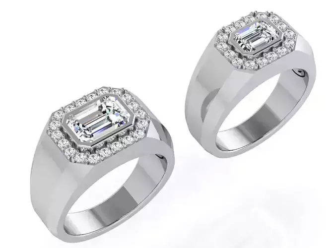 Emerald Diamond Wide Woman and Man Ring 4342