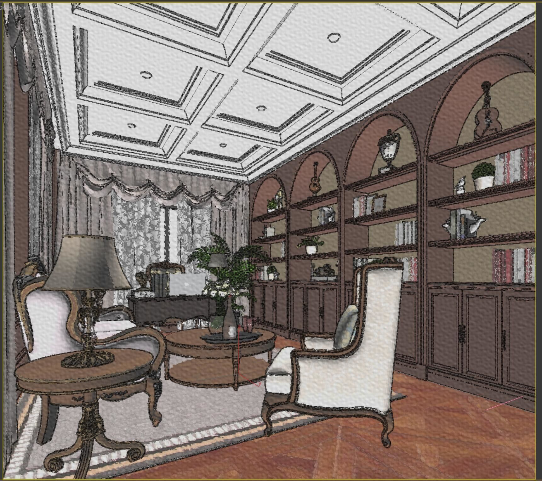 Office interior  3D model_4