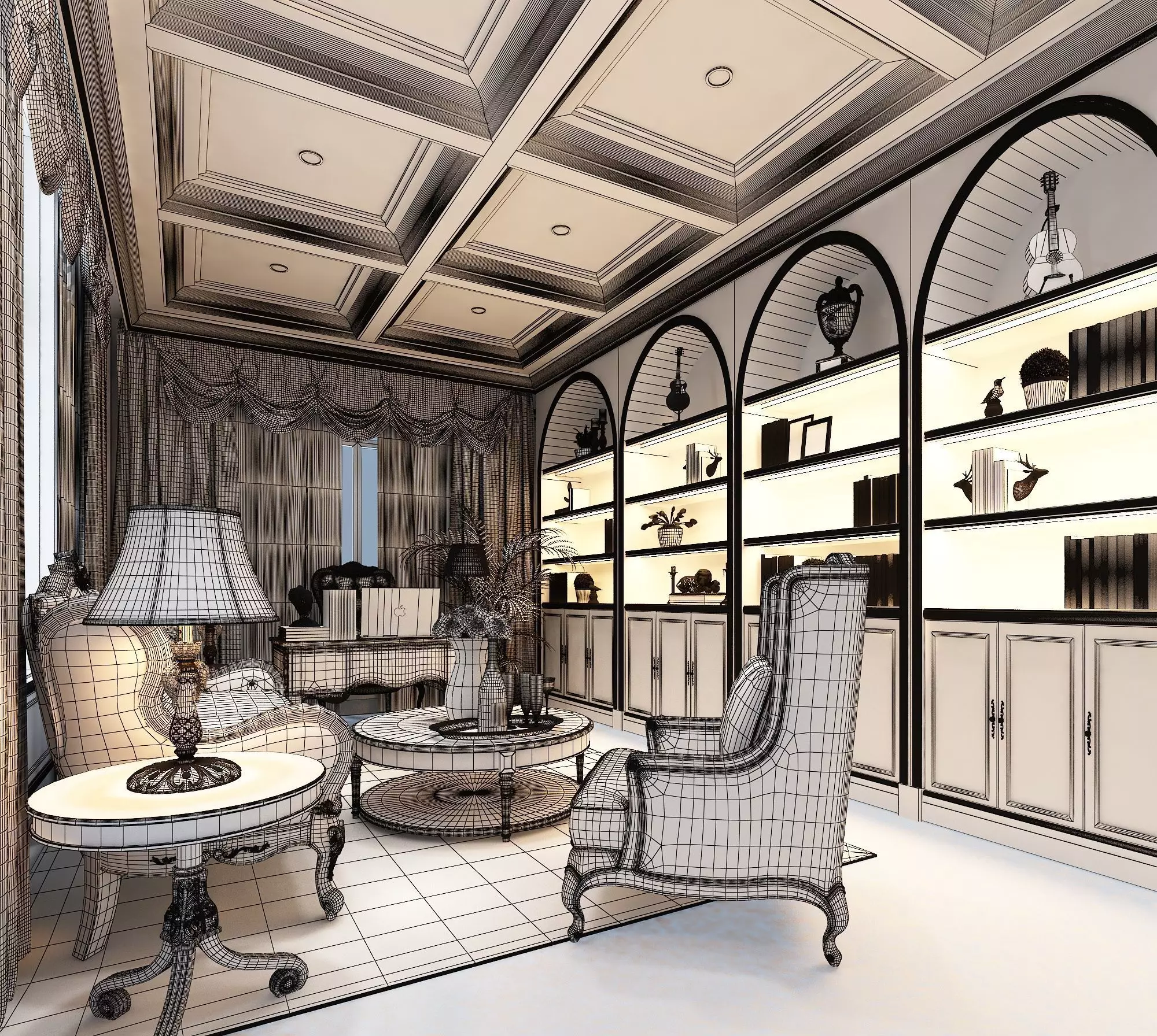 Office interior  3D model_3