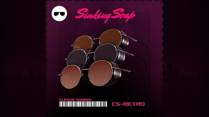 Classic Retro Shades Low-poly 3D model
