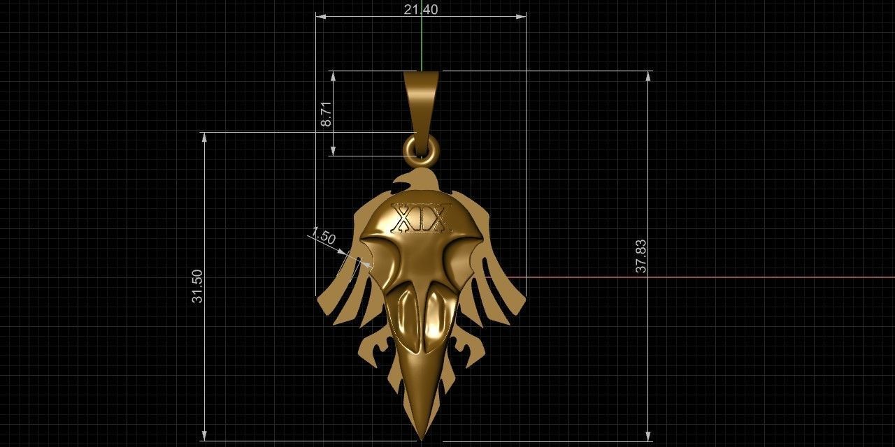 Raven Skull pendant 3D print model_4