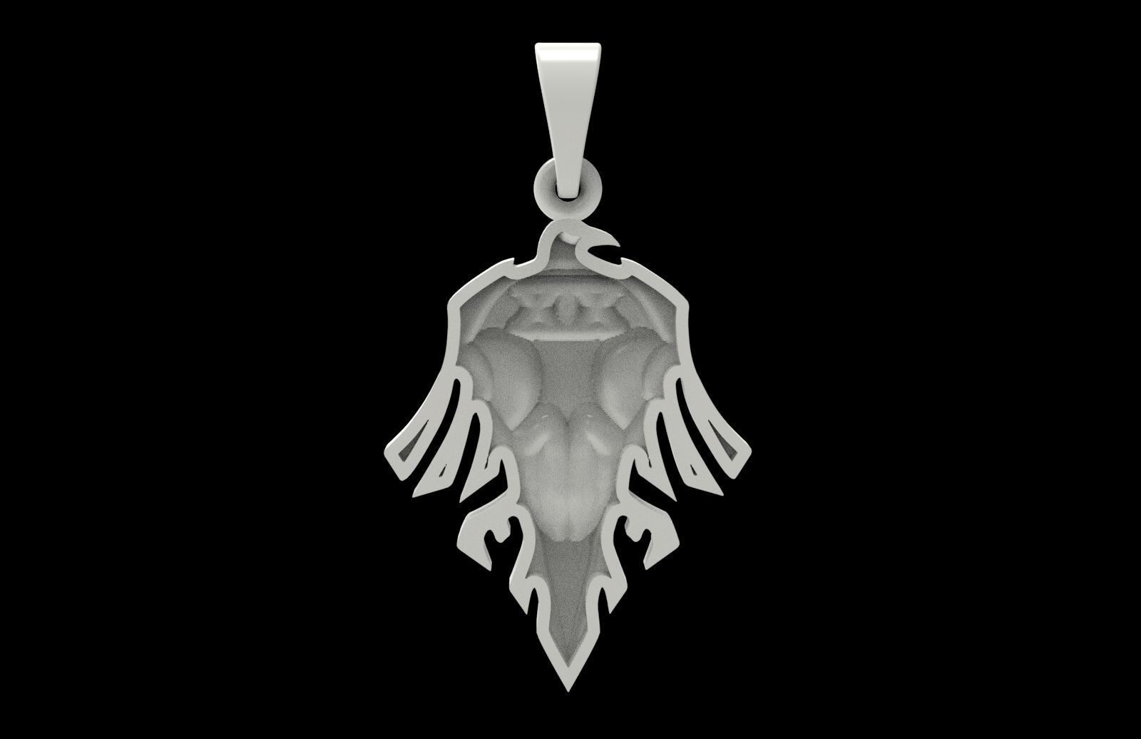 Raven Skull pendant 3D print model_3