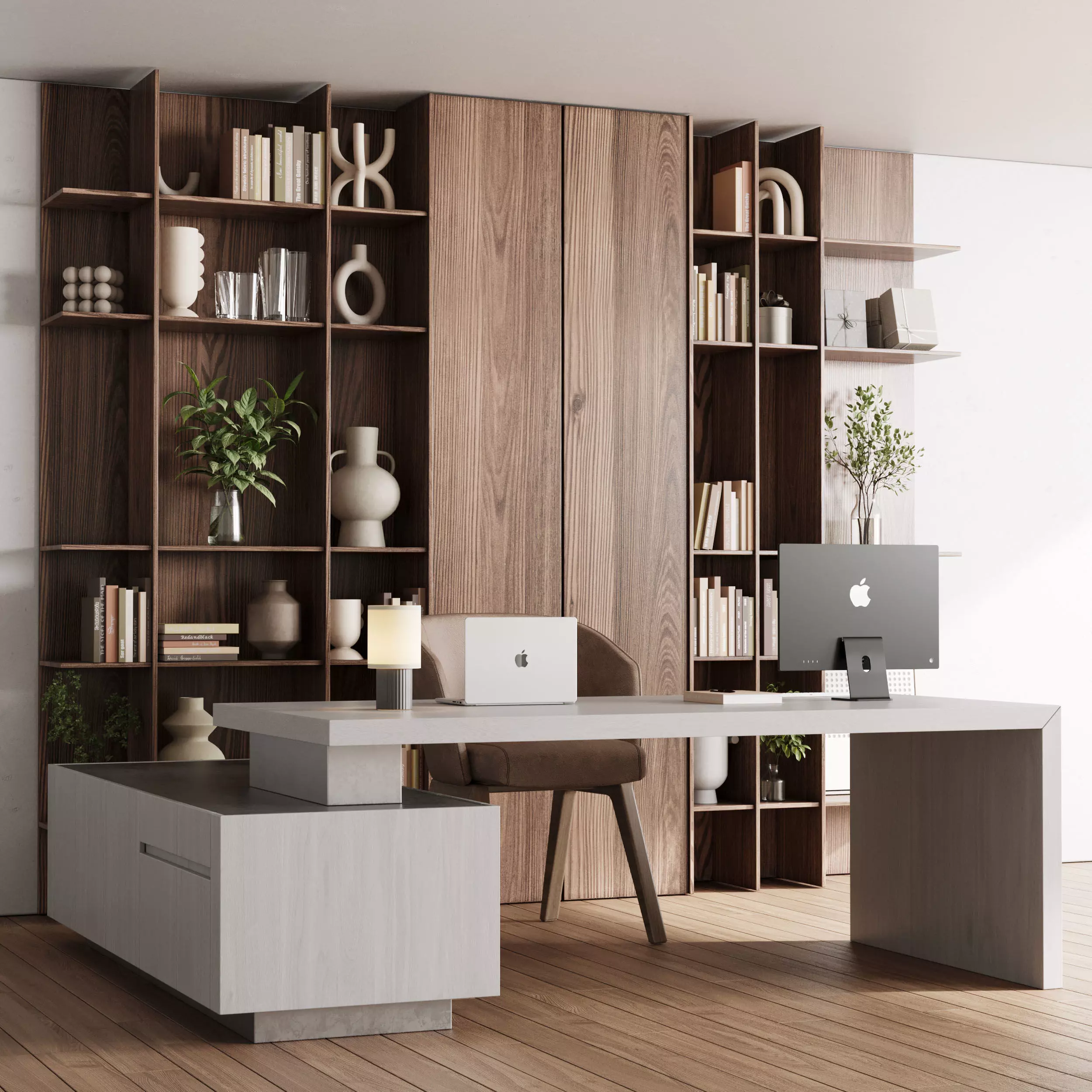 Workplace - Home offfice set - office furniture Low-poly 3D model_0