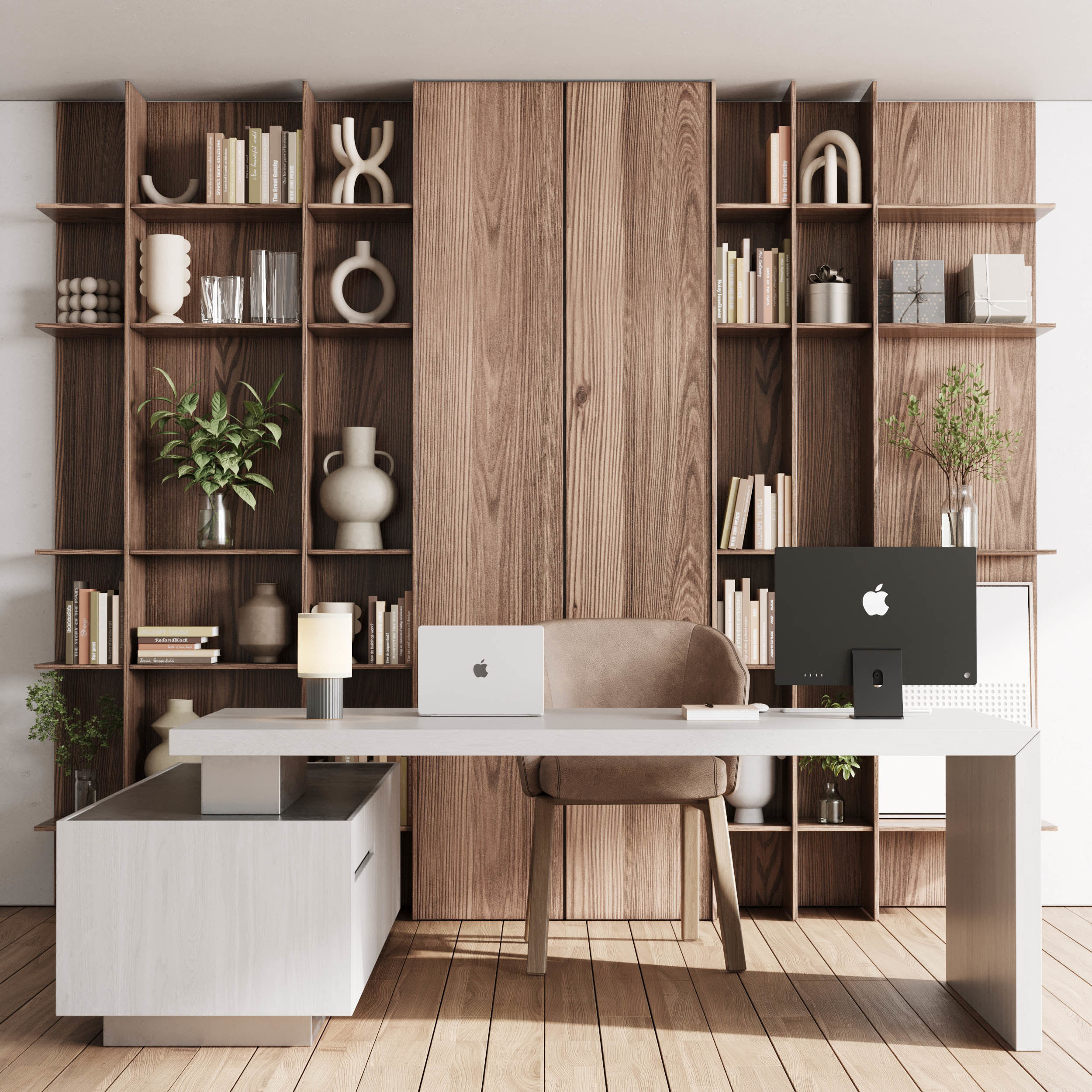 Workplace - Home offfice set - office furniture Low-poly 3D model_1