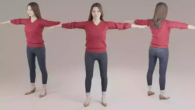 Asian woman Animation3D 176 Sara Low-poly 3D model